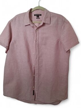 Michael Kors Men's Short-Sleeve Button-Up Shirt - Pink Linen